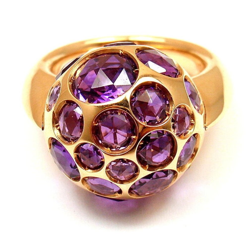 New! Authentic Pomellato Harem 18k Yellow Gold Amethyst Ring Sz 4.5 With Tag​